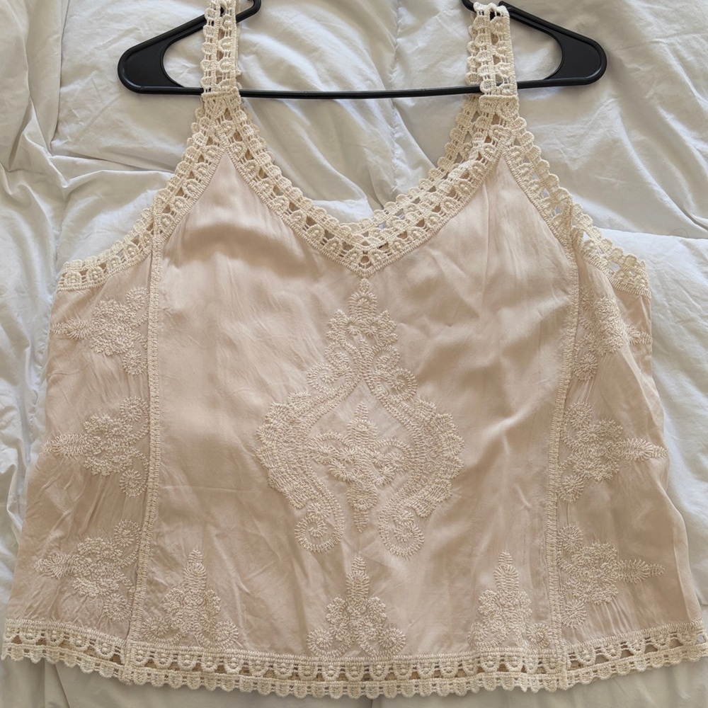 Ultra Pink Cream Lace Camisole